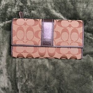 Coach Tan and Brown Signature Wallet